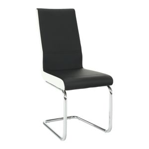 KONDELA Jedálenská stolička, ekokoža čierna, biela/chróm, NEANA