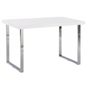 KONDELA Jedálenský stôl, biela HG + chróm, 130x80 cm, TALOS