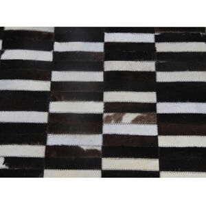 KONDELA Luxusný kožený koberec, hnedá/čierna/biela, patchwork, 201x300, KOŽA TYP 6