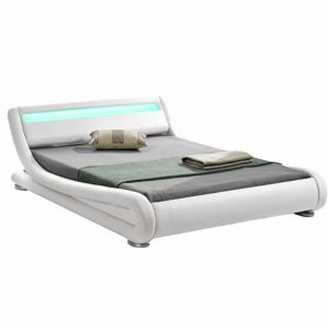 KONDELA Moderná posteľ s RGB LED osvetlením, biela, 160x200, FILIDA