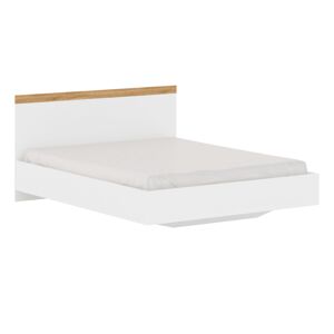 KONDELA Manželská posteľ, 160x200, biela/dub wotan, VILGO