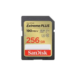 SANDISK EXTREME PLUS 256 GB SDXC MEM. CARD 190 MB/S & 130 MB/S, UHS-I, CLASS 10, U3, V30