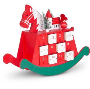 Dekorácia MagicHome Vianoce, Drevený adventný kalendár - koník, 2x LED, 2xAAA, 34,50x12x28 cm