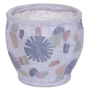 Dekorácia MagicHome, Kvetináč s mozaikou, sivý, keramika, 27,5x27,5x25 cm