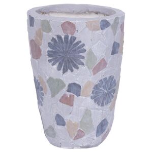 Dekorácia MagicHome, Kvetináč s mozaikou, sivý, keramika, 20,5x20,5x28 cm