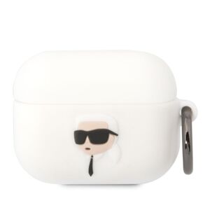 Karl Lagerfeld 3D Logo NFT Karl Head Silikonové Pouzdro pro Airpods Pro White