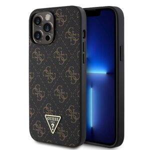Guess PU Leather 4G Triangle Metal Logo Zadní Kryt pro iPhone 13 Pro Max Black