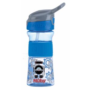 NUBY Fľaša športová s mäkkou sklopiteľnou slamkou 360 ml, modrá, 3+