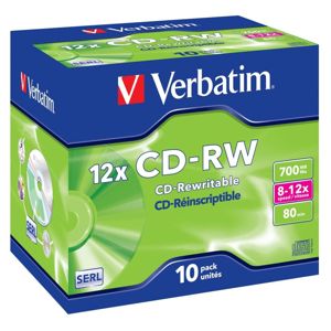 CD-RW Verbatim 80 min. 8-12x jewel box, 10ks/pack