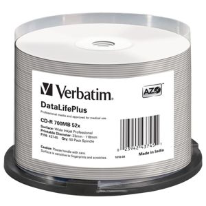 CD-R Verbatim DLP 700MB (80min) 52x WIDE Profesional Printable 50-cake NON-ID